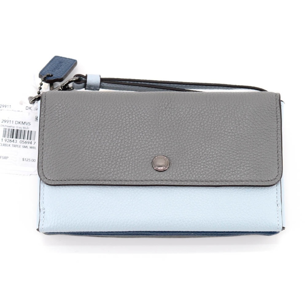 COACH Triple Small Wristlet in Color Block Leather